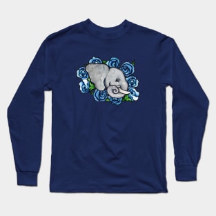 Cute Floral Elephant Art Long Sleeve T-Shirt